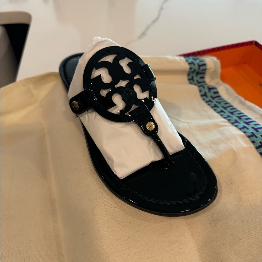 Tory Burch Miller sandals black patent